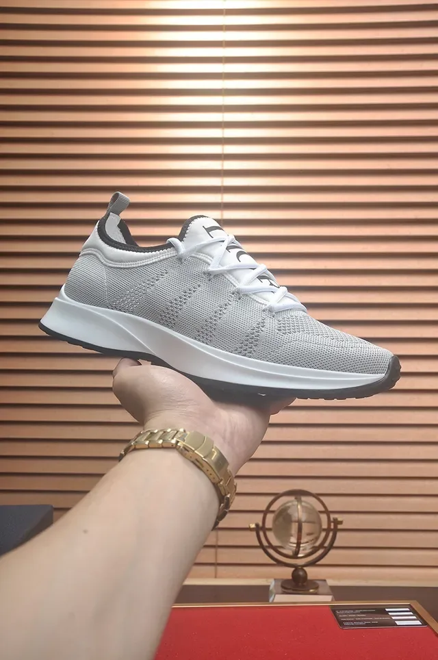 Dior B23 Gray Black Knit Mesh Upper Integrated Lace System Lifestyle Sneakers 4