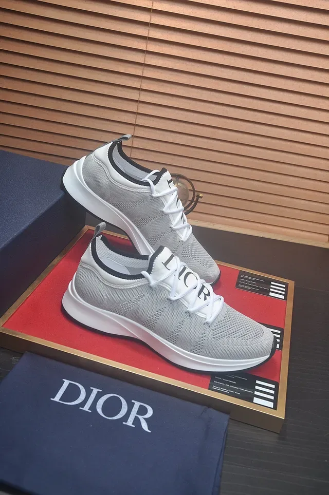 Dior B23 Gray Black Knit Mesh Upper Integrated Lace System Lifestyle Sneakers 6