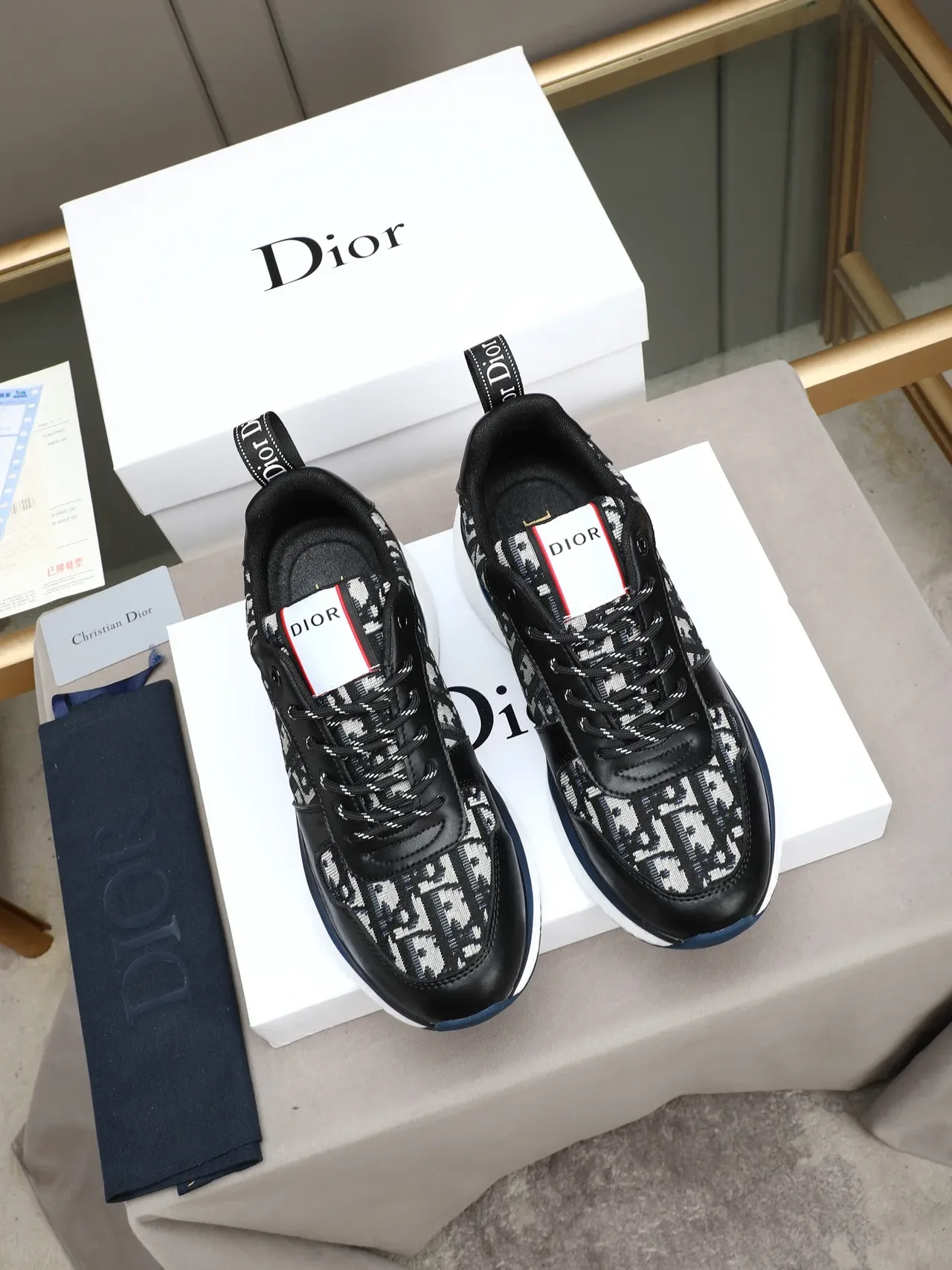 Dior B23 Oblique Monogram Black Navy Lifestyle Sneakers 2