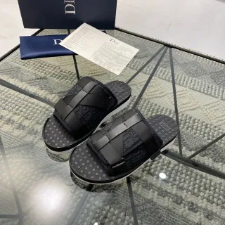 Dior B27 Noir Blanc Monogrammé Textile Semelle Large Lanière Croisée Chaussons