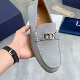 Dior B27 Daim Gris-Beige partie supérieure Boucle Horsebit Mocassin