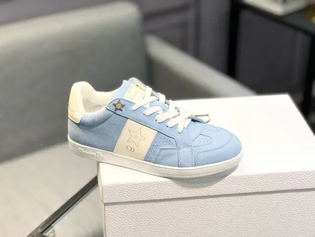 Dior B27 Light Blue Suede Star Motif Lifestyle Sneakers 9