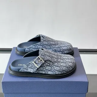 Dior B27 Navy Blue Oblique Jacquard Fabric Buckle Strap Casual Shoes
