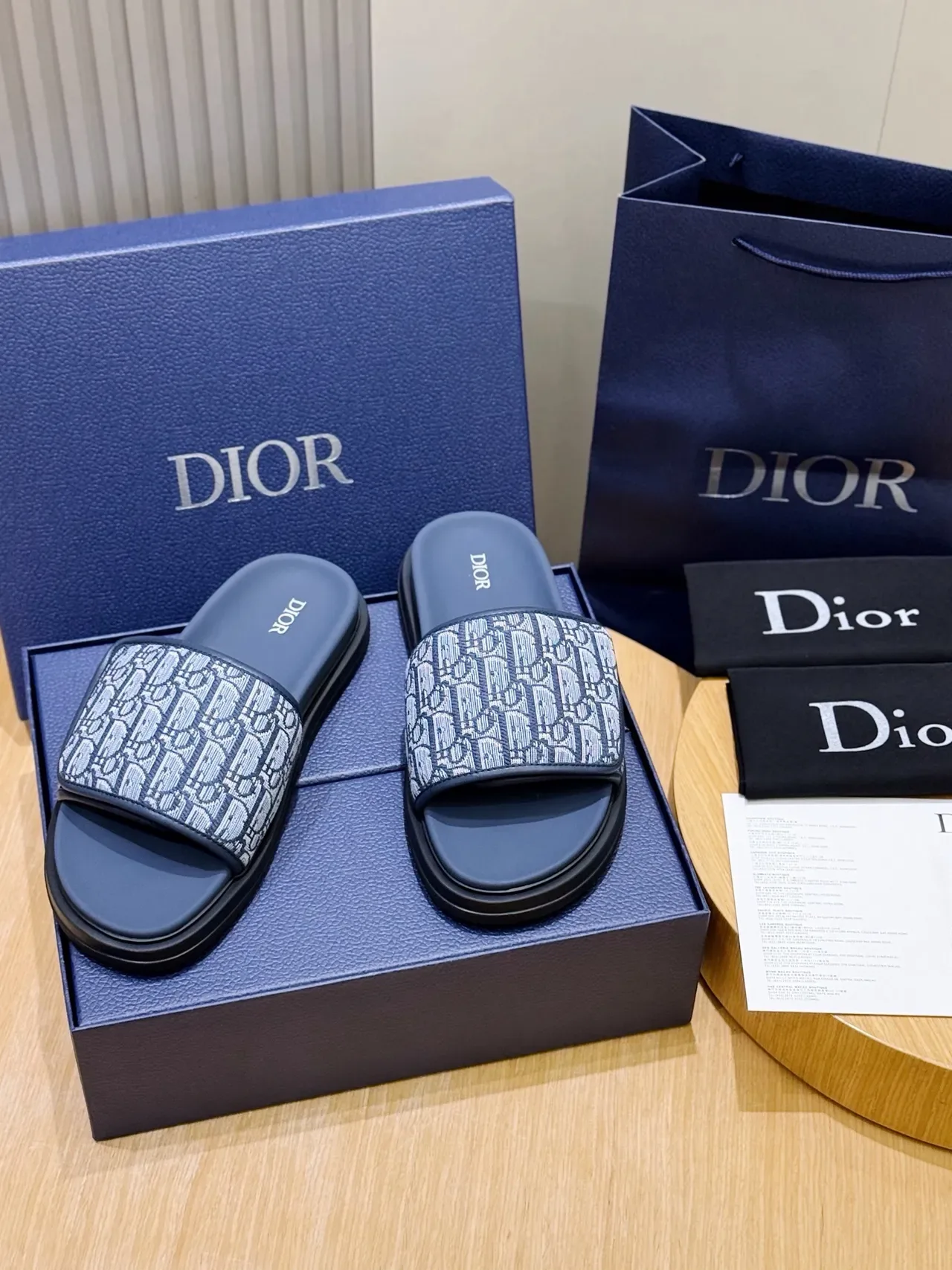 Dior B27 Oblique Monogram Navy Blue Platform Slippers 3
