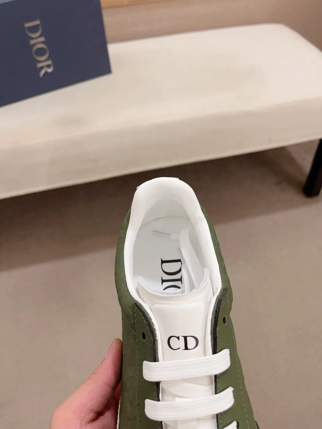 Dior B27 অলিভ গ্রিন Monogram লাইফস্টাইল স্নিকার 4