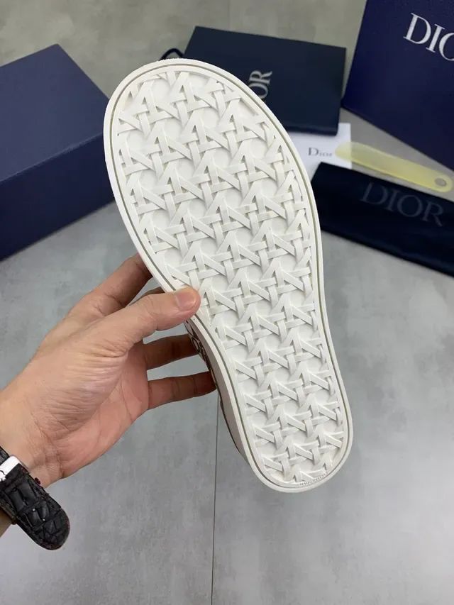 Dior Bege Branco Monograma Impresso Lona Slip-On Tênis Lifestyle 4