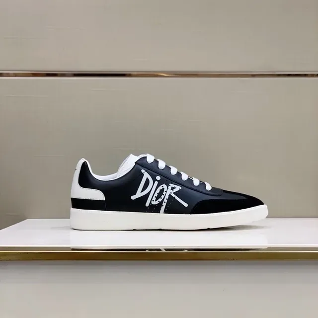 Dior Black White Low-Top Script-Logo Side Print Lifestyle Sneakers 7