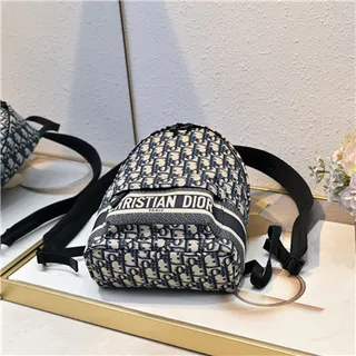 Dior Book Tote ميني باك باك بحري Oblique Monogram كاجوال باك باك 4