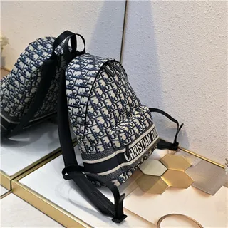Dior Book Tote ميني باك باك بحري Oblique Monogram كاجوال باك باك 5