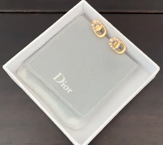 Dior CD Buckle Pearl Stud Earrings 3