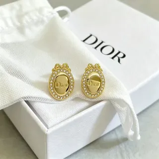 Clous d'oreilles Dior Or Cristal Halo Nœud