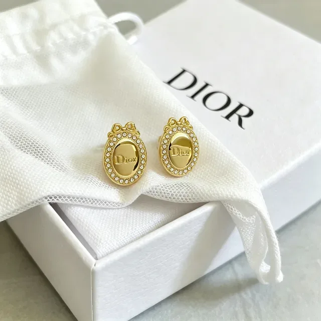 Dior Gold-Tone Crystal Halo Bow Stud Earrings 4