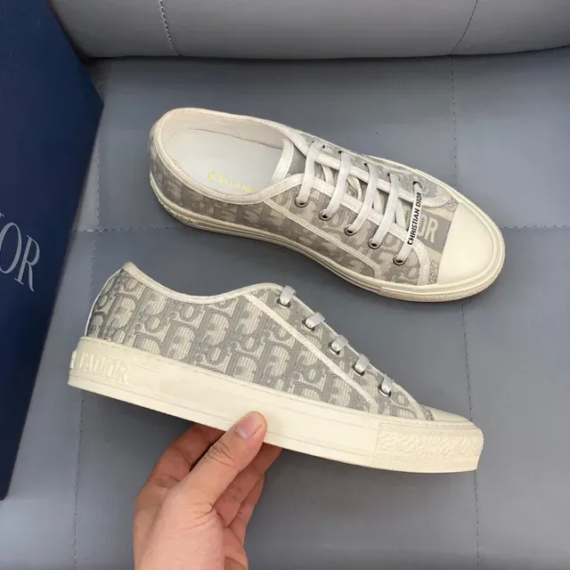Dior Gris Beige Monogrammed Canvas Rubber Toe Cap Zapatillas Lifestyle 3