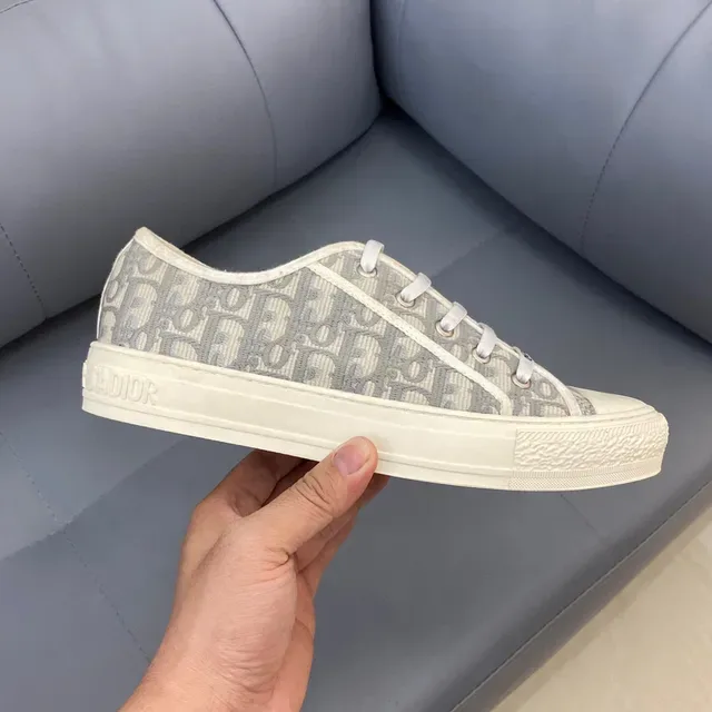 Dior Gris Beige Monogrammed Canvas Rubber Toe Cap Zapatillas Lifestyle 6