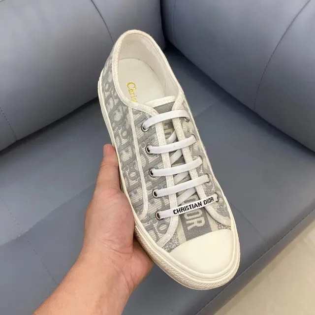 Dior Gris Beige Monogrammed Canvas Rubber Toe Cap Zapatillas Lifestyle 7