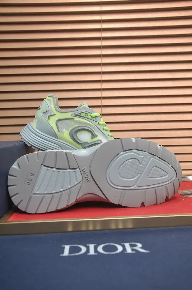 Dior Green Gray Oversized CD Monogram Layered Mesh-Synthetic Upper Lifestyle Sneakers 7