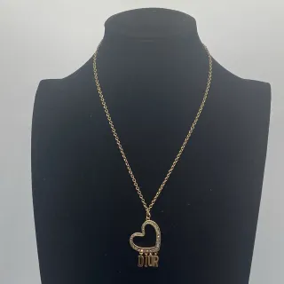 Dior قلادة قلب سلسلة ذهبية فضية