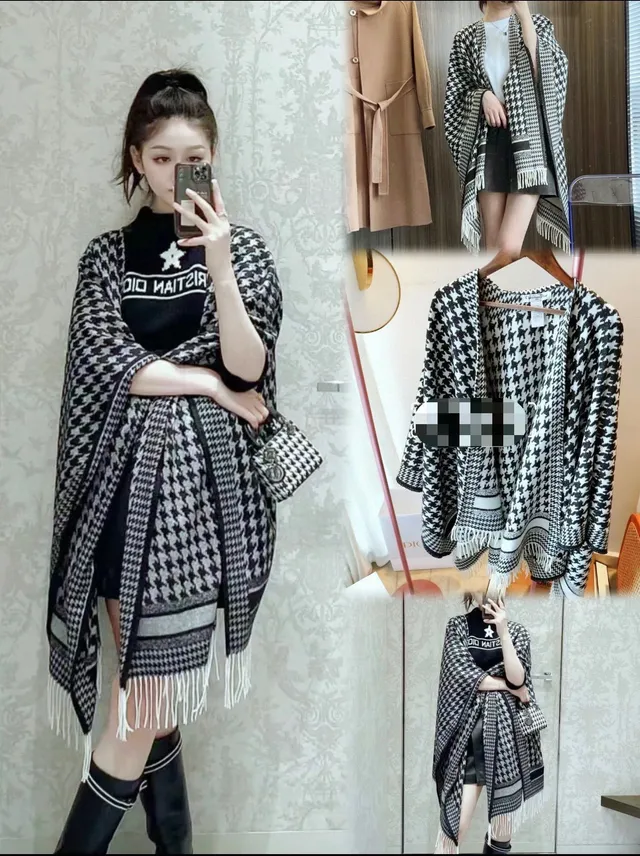 Dior 千鸟纹 针织羊绒围巾 3