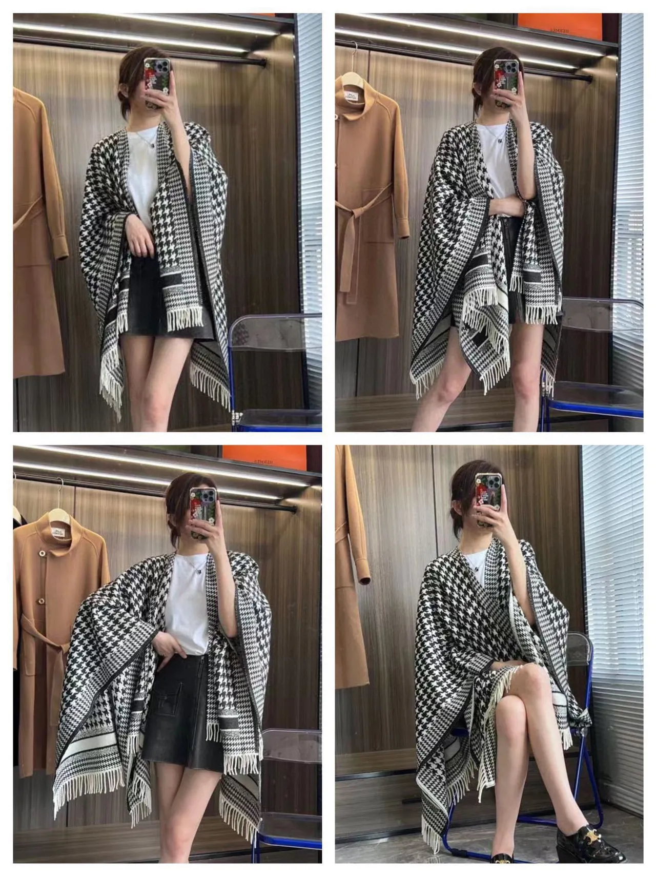 Dior 千鸟纹 针织羊绒围巾 4