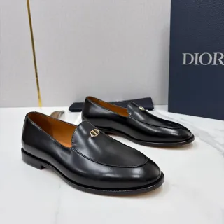 Dior 黑色金色 磨面皮革 套脚乐福鞋