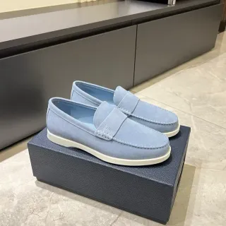 Dior Penny Strap 蓝色白色麂皮乐福鞋