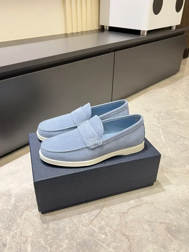 Dior Loafer Blue White Suede Upper Penny Strap Loafer 4