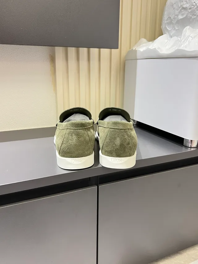 Dior Mocasin Verde Blanco Ante Superior Contraste Suela Mocasin 2