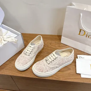 Dior Beige Rose Haut Texturé Tissé Low-Top Lacets Lifestyle Sneakers