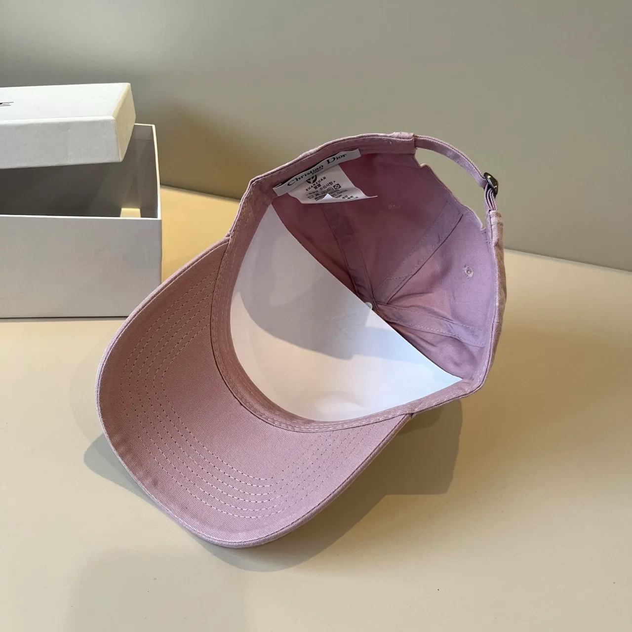 Dior Pink Black Distressed Cotton Twill Patch-Logo Front Baseball Cap 2