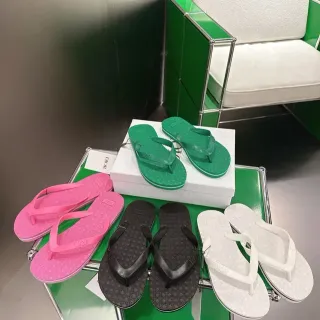 Dior نعال وردي أخضر مع سول مرن مطبوع شعار وحزام