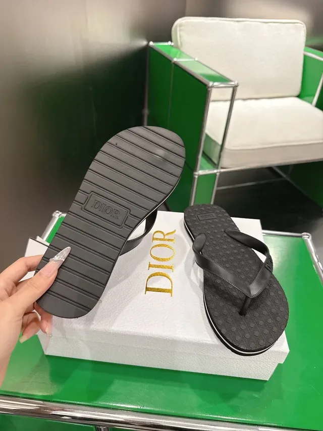 Dior Pink Green Molded Rubber Sole Embossed Logo Strap Slippers 4