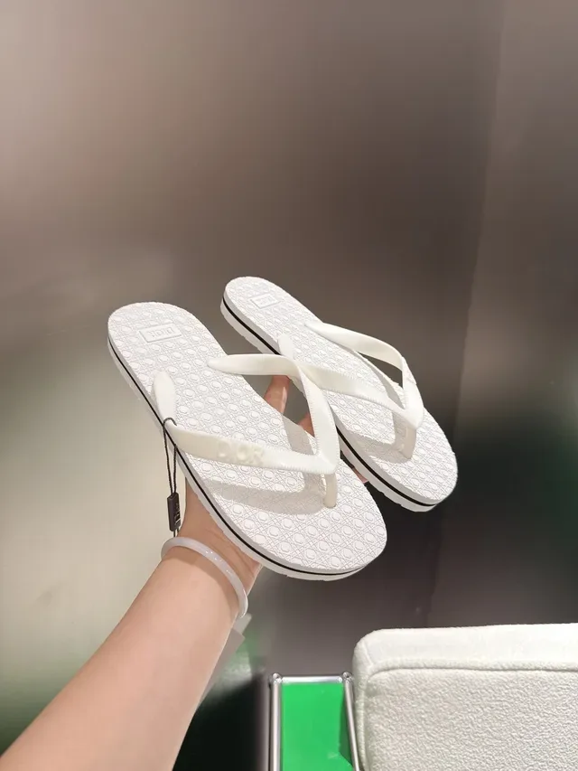 Dior Pink Green Molded Rubber Sole Embossed Logo Strap Slippers 12
