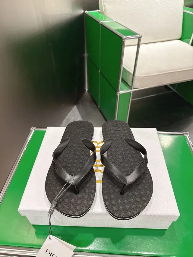 Dior Pink Green Molded Rubber Sole Embossed Logo Strap Slippers 15