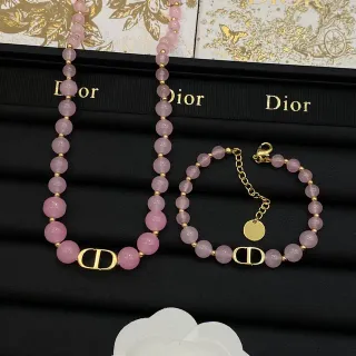Dior Rose Des Vents Collier en or rose avec perles et quincaillerie