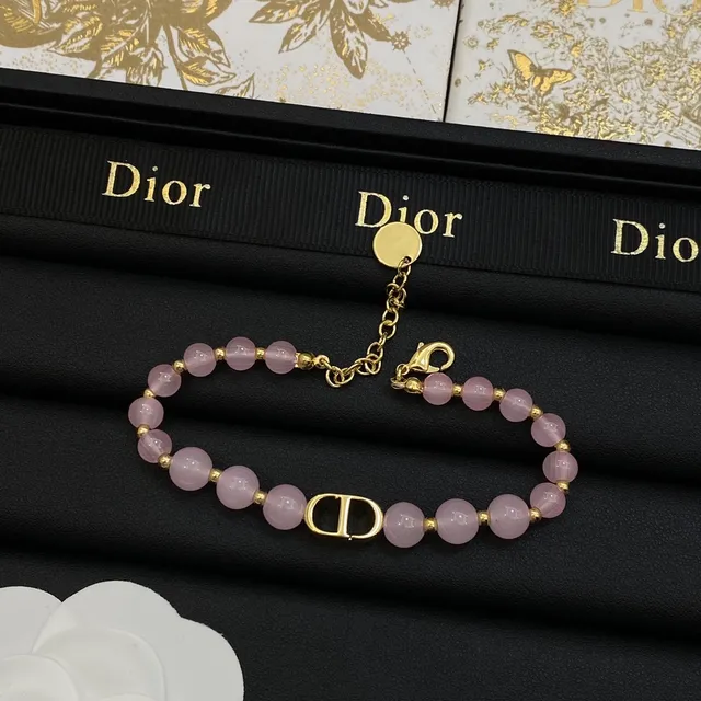 Dior Rose Des Vents Pink Gold Beaded Hardware Necklace 2