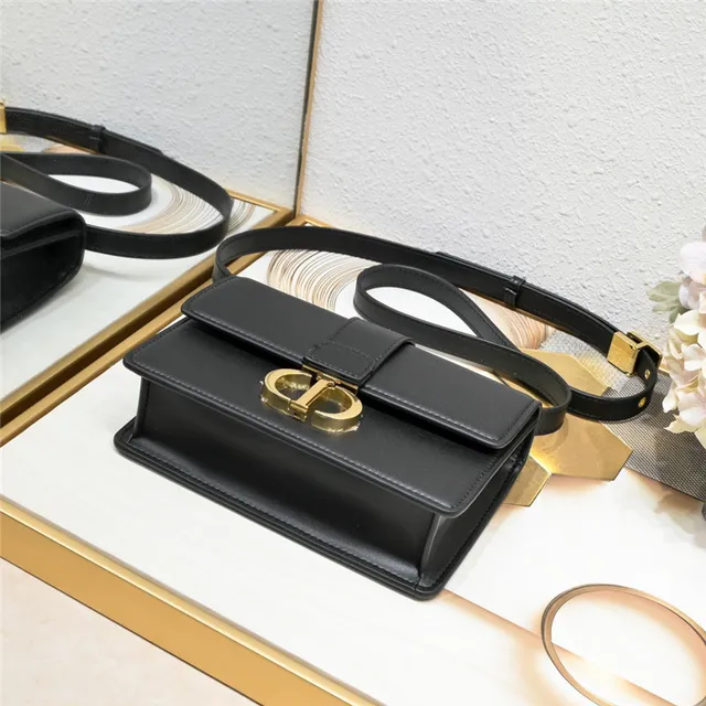 Dior سرج أسود ذهبي مهيكل مستطيل طي CD قفل دوران سرج حقيبة 13