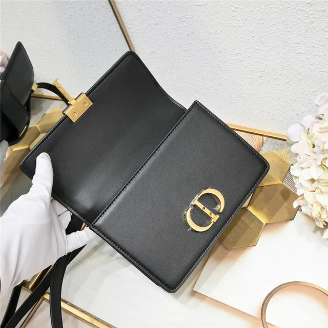 Dior سرج أسود ذهبي مهيكل مستطيل طي CD قفل دوران سرج حقيبة 14