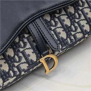 Dior Saddle Black Navy Monogram Canvas কাঁধের ব্যাগ 6