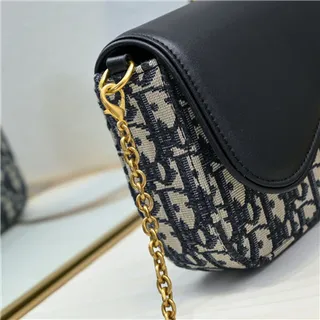 Dior Saddle Black Navy Monogram Canvas কাঁধের ব্যাগ 7