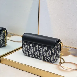 Dior Saddle Black Navy Monogram Canvas কাঁধের ব্যাগ 8