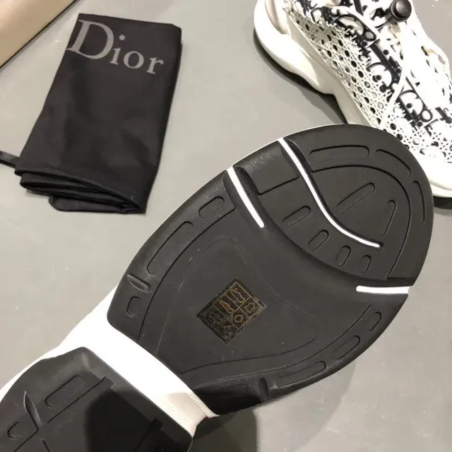 Dior Branco Preto Monogram Malha Superior Esculpido Sola Chunky Tênis Lifestyle 4
