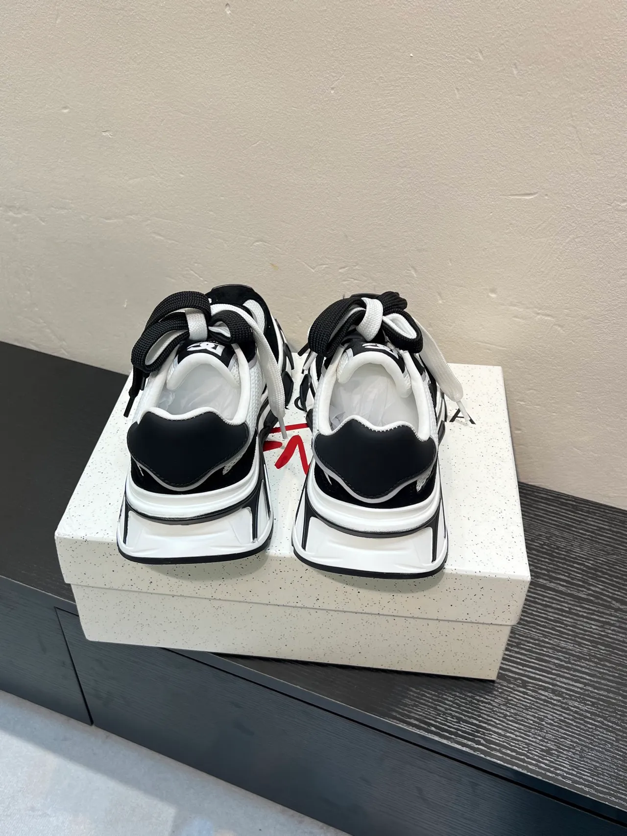 Dolce & Gabbana Black White Platform Sole Layered Upper Chunky Sneakers 6