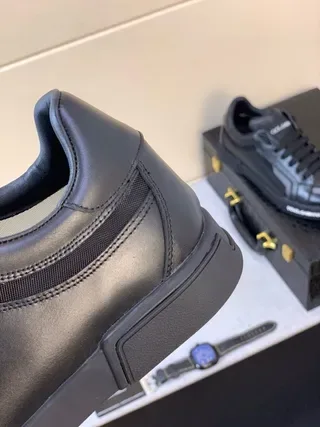 Dolce & Gabbana Portofino 黑色皮革生活方式运动鞋 3