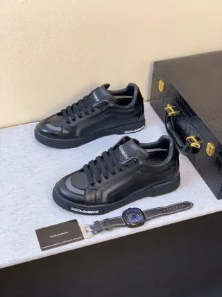 Dolce & Gabbana Portofino 黑色皮革生活方式运动鞋 8