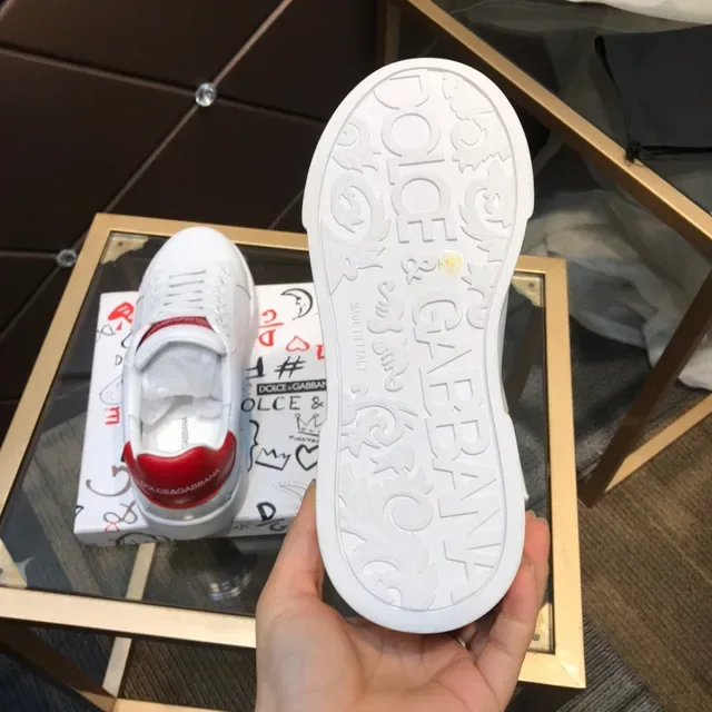 Dolce & Gabbana White and Red Lifestyle Sneakers 4