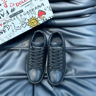 Dolce & Gabbana Baskets Lifestyle en Cuir Noir Lisse