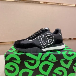 Dolce & Gabbana Noir Blanc Panneau Latéral Monogrammed Daim et Synthétique Hybride Sneakers Lifestyle