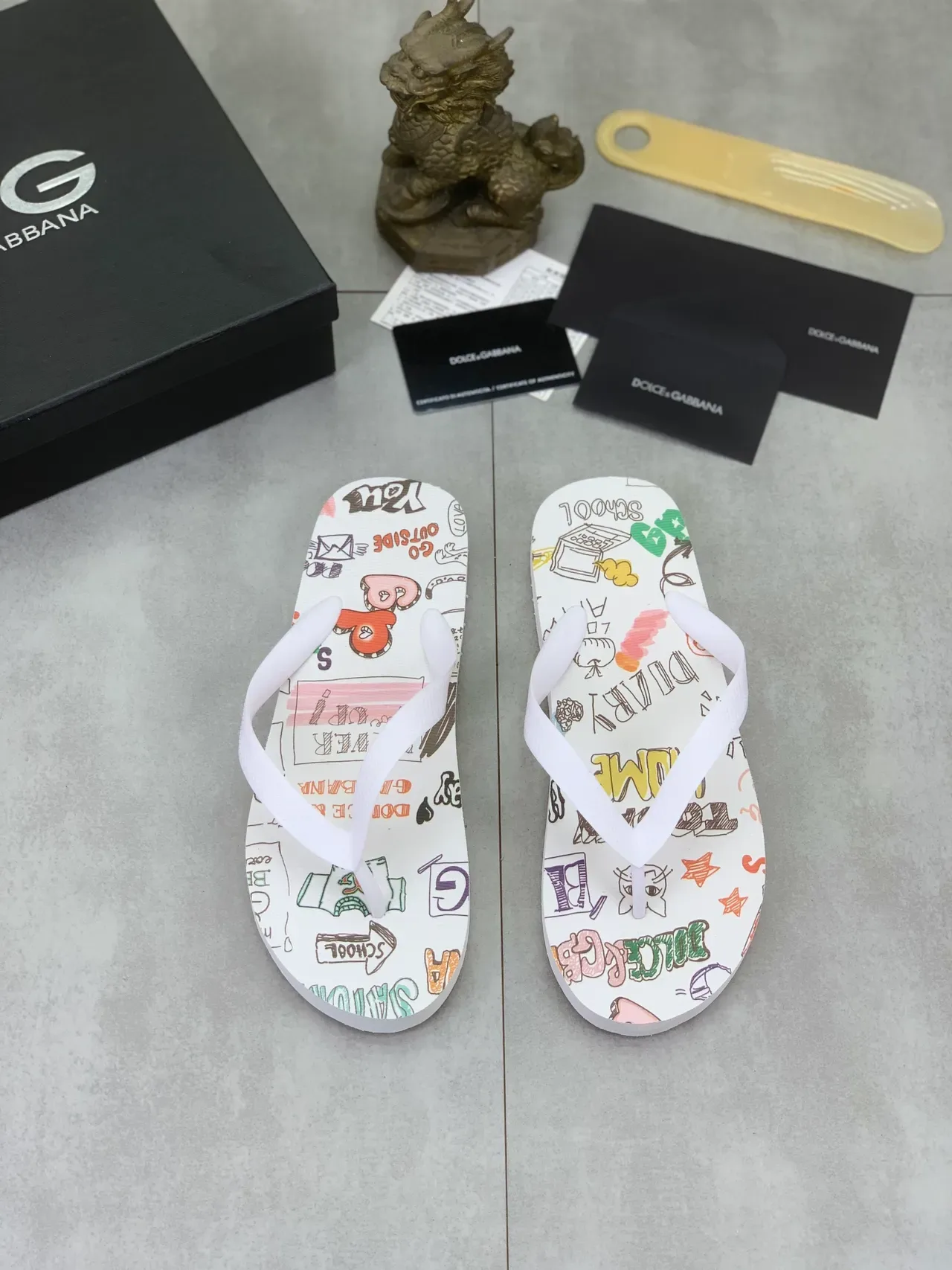 Dolce & Gabbana Multicolor Printed Insole Graphics Contrasting Strap Colors Slippers 10