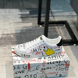 Dolce & Gabbana NS1 Graffiti Sneakers Lifestyle en Cuir Blanc