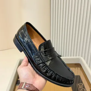 Dolce & Gabbana 黑色棕色漆皮乐福鞋
